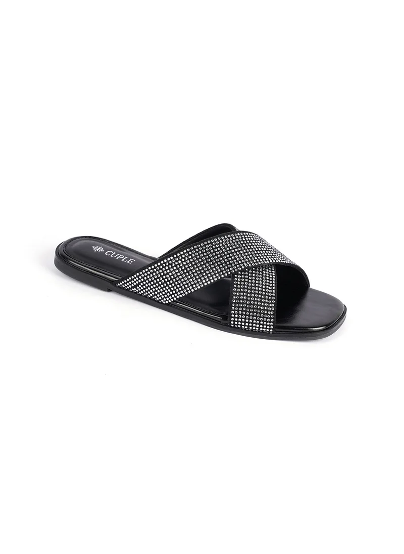 كيوبل Womens crisscross straps embellished Sandals