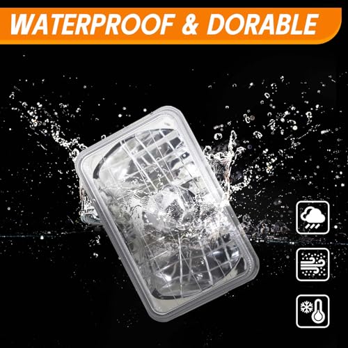 YLT AUTO Chrome Crystal Semi-Sealed Headlights 4 x 6 Inch Glass Lens H4 HID LED Halogen High and Low Beam Replacement Kit (Pair) - Image 5