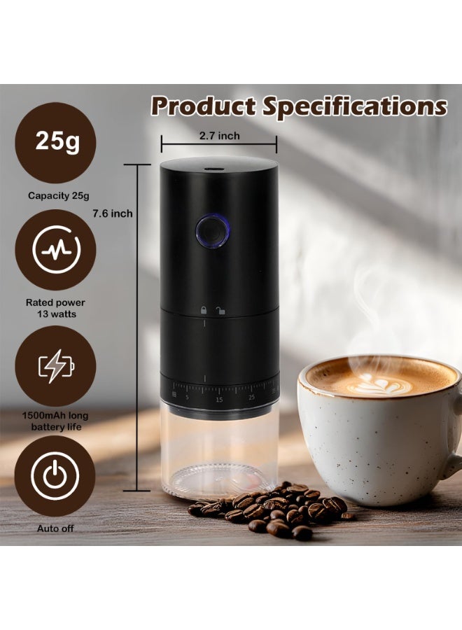 Portable Electric Conical Burr Coffee Grinder, Small Rechargeable Bean Mills, 38 Adjustable Grind Settings, Compact Cordless Travel Grinder  - Image 2