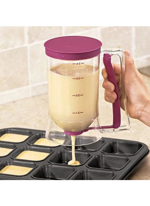 Batter Separator Pancake Dispenser with Measuring Label and Squeeze Handle Bracket Cookie Cake Waffles Baking Accessories For Pancake Cookie Cupcakes Cake Muffins Measuring Cream Dough Dispenser