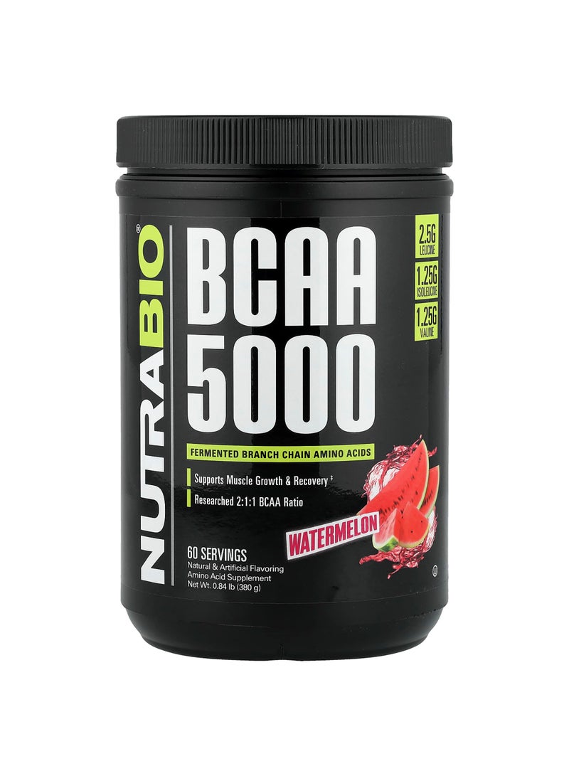 NutraBio BCAA 5000, Watermelon, 0.84 lb (380 g)