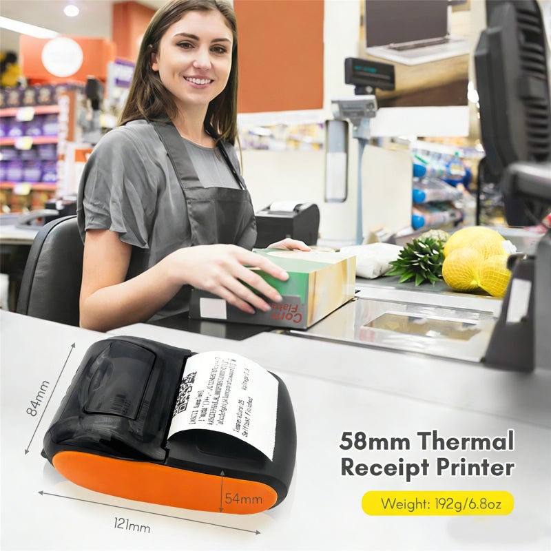 Bisofice Portable Mini Thermal Printer 2 inch Wireless USB Receipt Bill Ticket Printer with 2 Rolls 57mm Print Paper Compatible with iOS Android Windows for Restaurant s Retail,orange - Image 5