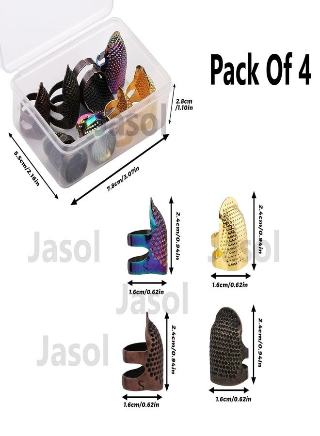 Jasol Sewing Thimble, Thimbles for Hand Sewing, 4 Pics Metal Thimbles for Hand Sewing, Sewing Thimble Rings with Storage Box for Needlework, Hand Embroidery Craft ('S' Small) - Image 2