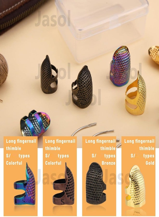 Jasol Sewing Thimble, Thimbles for Hand Sewing, 4 Pics Metal Thimbles for Hand Sewing, Sewing Thimble Rings with Storage Box for Needlework, Hand Embroidery Craft ('S' Small) - Image 3