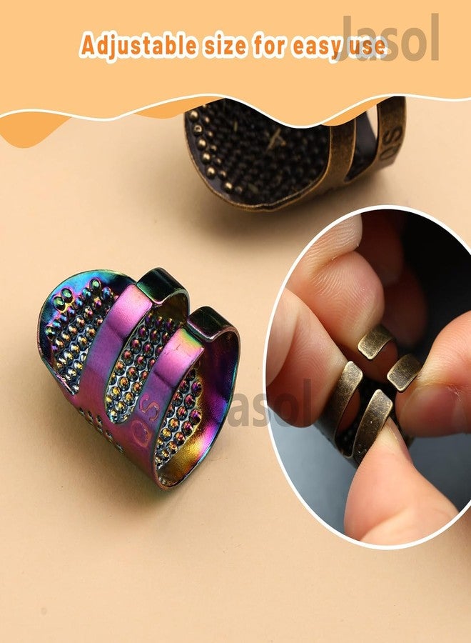 Jasol Sewing Thimble, Thimbles for Hand Sewing, 4 Pics Metal Thimbles for Hand Sewing, Sewing Thimble Rings with Storage Box for Needlework, Hand Embroidery Craft ('S' Small) - Image 4