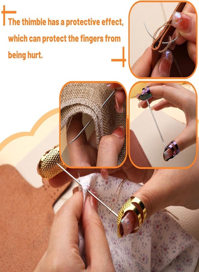 Jasol Sewing Thimble, Thimbles for Hand Sewing, 4 Pics Metal Thimbles for Hand Sewing, Sewing Thimble Rings with Storage Box for Needlework, Hand Embroidery Craft ('S' Small) - Image 5