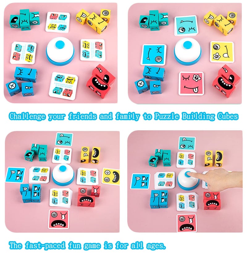 varbertos Wooden Face Changing Magic Cube Building Blocks Game Matching Expression Puzzle Toy Board Games for Family Night, Match Puzzles Geometric Educational Toys for Kids and Adults - Image 5