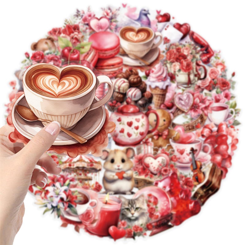 Icicrim Love Stickers Heart Stickers Pack 50PCS, Multicolor Floral Waterproof Vinyl Decals for Water Bottles, Laptop, Scrapbooking, Valentine's Day Decoration - Image 4