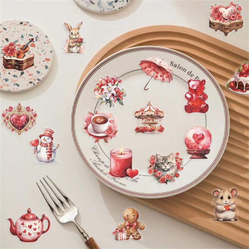 Icicrim Love Stickers Heart Stickers Pack 50PCS, Multicolor Floral Waterproof Vinyl Decals for Water Bottles, Laptop, Scrapbooking, Valentine's Day Decoration - Image 5