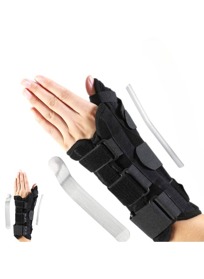 Medical Thumb & Wrist Brace with Rigid Aluminum Splint - Heavy-Duty Support for Tendonitis, Carpal Tunnel & Fractures - Long Forearm Stabilizer - Left Hand - Size: 3X-Large (3XL) - Black - Image 1