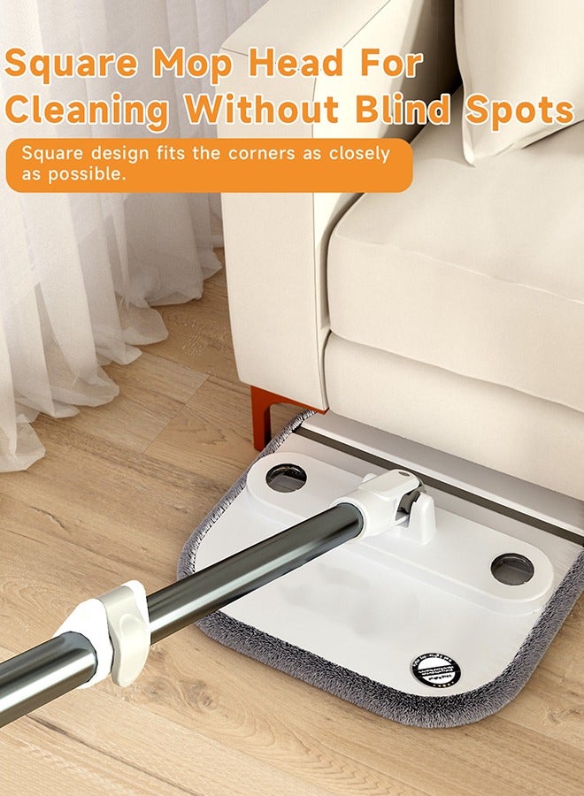 Spin Mop Bucket Set, 360° Rotaing Mop with Self Separation Clean and Dirty Water System, Easy to Wring Floor,Mop With Detachable Mop Head, Suitable for Different Materials Floor Cleaning  M20-Grey