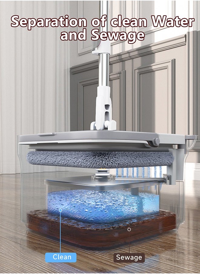ZOLELE Spin Mop Bucket Set, 360° Rotaing Mop with Self Separation Clean and Dirty Water System, Easy to Wring Floor,Mop With Detachable Mop Head, Suitable for Different Materials Floor Cleaning  M20-Grey  - Image 2