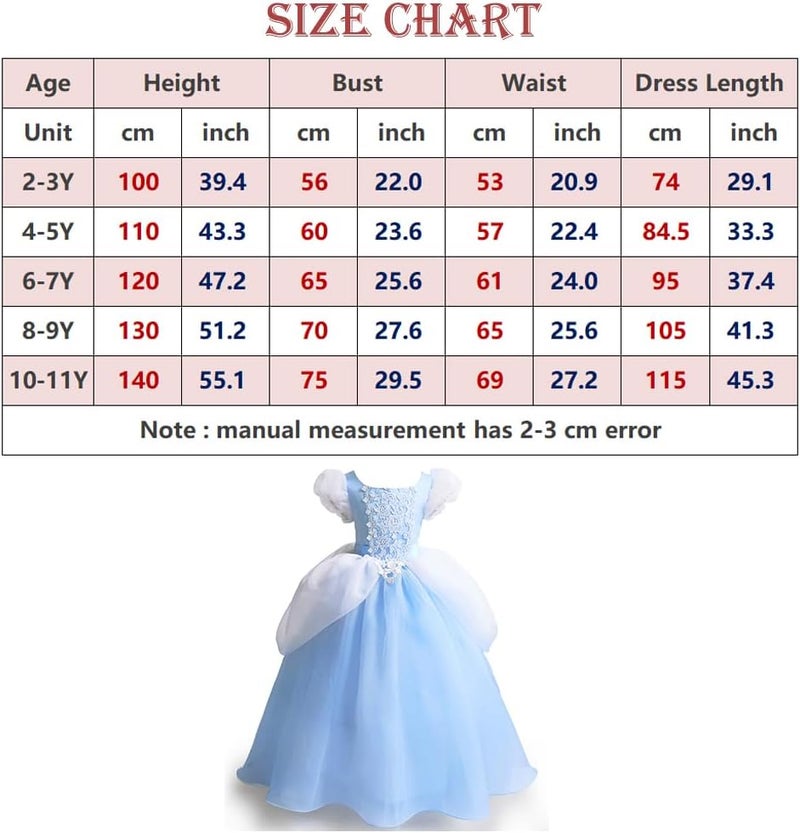 CQDY Girls Cinderella Costumes Halloween Princess Dress Up Fancy Birthday Party Ball Gown - Image 5