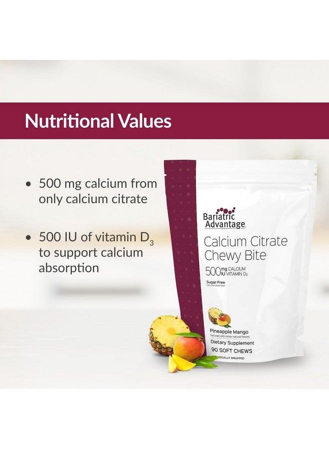 بارياتيك أدفانتج أقراص سيترات الكالسيوم من بارياتريك أدفانتج، ٥٠٠ ملغ، قابلة للمضغ - لمرضى جراحة السمنة - فيتامين د٣ - مكمل كالسيوم قابل للمضغ خالٍ من السكر - أقراص كالسيوم بارياتريك للمضغ - أناناس ومانجو - ٩٠ قرصًا - Image 4