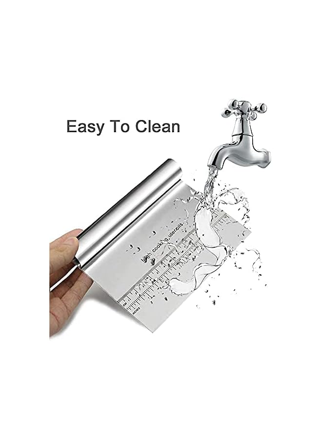 دايونغ مكشطة الكعك والمعجنات ومكشطة العجين، سكين مقياس فاصل الخبز والبيتزا والطعام من الفولاذ المقاوم للصدأ أداة خبز المطبخ أكثر سلاسة (قطعة واحدة) - Image 5