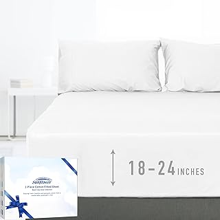 Sunflower Queen Fitted Sheet, 1-Piece Extra Deep Pocket Fitted Bottom Sheet 22", 100% Cotton Sateen Soft Breathable, - Image 1