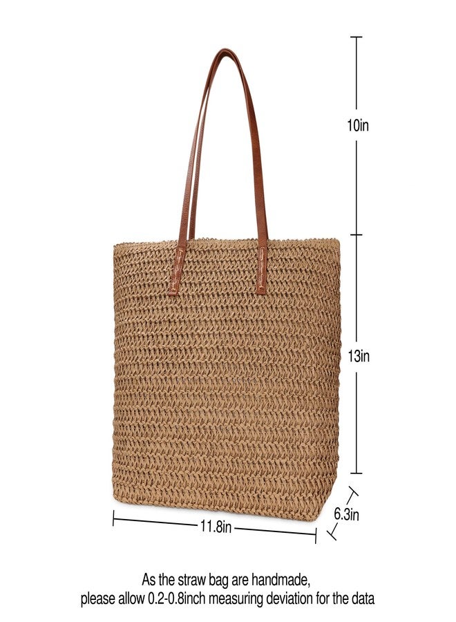 Youjaree Womens Large Straw Beach Tote Bag Handmade Woven Shoulder Bag Handbag Purse for Summer (Khaki) - Image 5