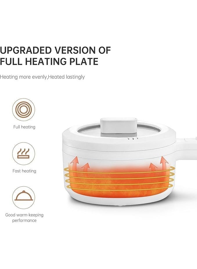 A ZONE 2L Electric Hot Pot, Electric Hot Pot, Electric Cooking Pot With Steamer And Temperature Control For Egg Soup Steak Steam Sauté White - Image 1