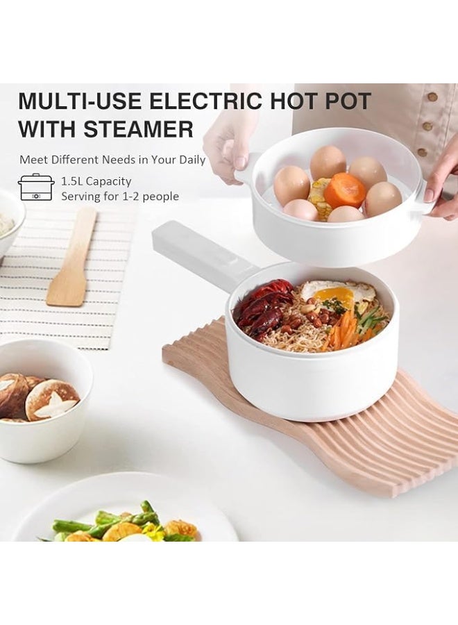 A ZONE 2L Electric Hot Pot, Electric Hot Pot, Electric Cooking Pot With Steamer And Temperature Control For Egg Soup Steak Steam Sauté White - Image 3