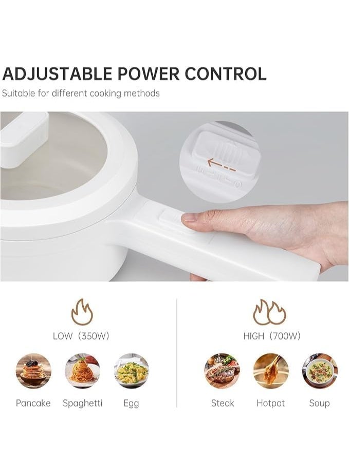 A ZONE 2L Electric Hot Pot, Electric Hot Pot, Electric Cooking Pot With Steamer And Temperature Control For Egg Soup Steak Steam Sauté White - Image 5