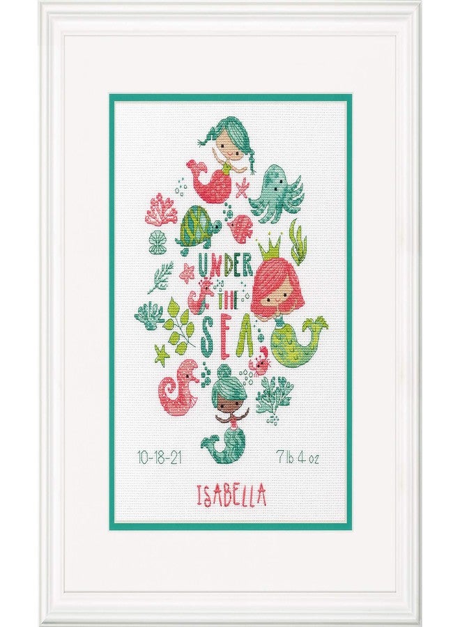 Dimensions 70-76164 Under The Sea Baby Birth Record Counted Cross Stich Kit, 14 White Aida, 9'' x 12" - Image 3