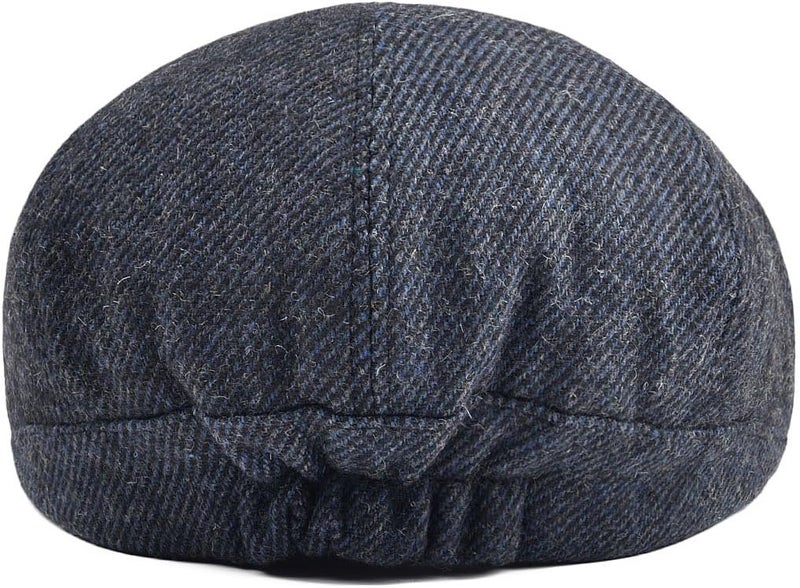 VOBOOM Men Wool Blend 8 Panel Newsboy Cap Herringbone Cabbie Flat Tweed Hat - Image 4