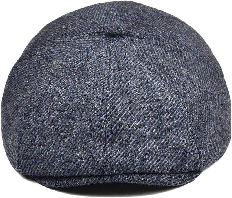 VOBOOM Men Wool Blend 8 Panel Newsboy Cap Herringbone Cabbie Flat Tweed Hat - Image 3