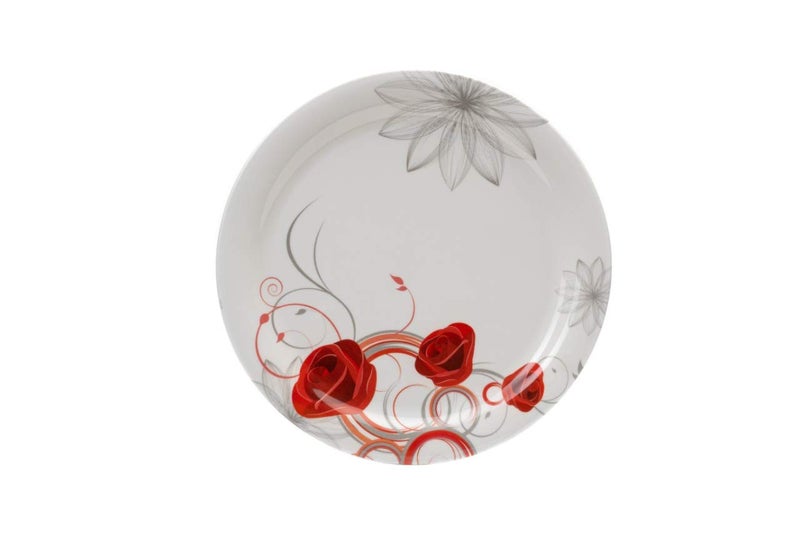 PRIZMA Unbreakable Lightweighted Melamine Round Full Size Red Floral Designed (11 Inch) Dinner/Lunch Plates (Pack of 4) - Image 2