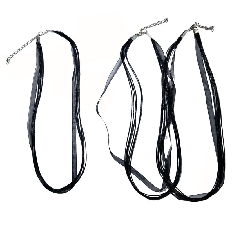 Linpeng Necklace Cords with Lobster Clasp for Pendants, Waxed Cord Ribboned Necklace, DIY Jewelry Supplies, Black, (Pack of 3) - Image 1