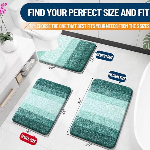 OLANLY Bathroom Rugs Mat 24x16, Extra Soft Absorbent Microfiber Bath Rugs, Rubber Backing, Quick Dry, Washable Bath Mats for Bathroom Floor, Tub and Shower, Home Decor Accessories, Blackish Green - Image 2