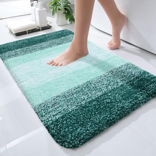 OLANLY Bathroom Rugs Mat 24x16, Extra Soft Absorbent Microfiber Bath Rugs, Rubber Backing, Quick Dry, Washable Bath Mats for Bathroom Floor, Tub and Shower, Home Decor Accessories, Blackish Green - Image 1