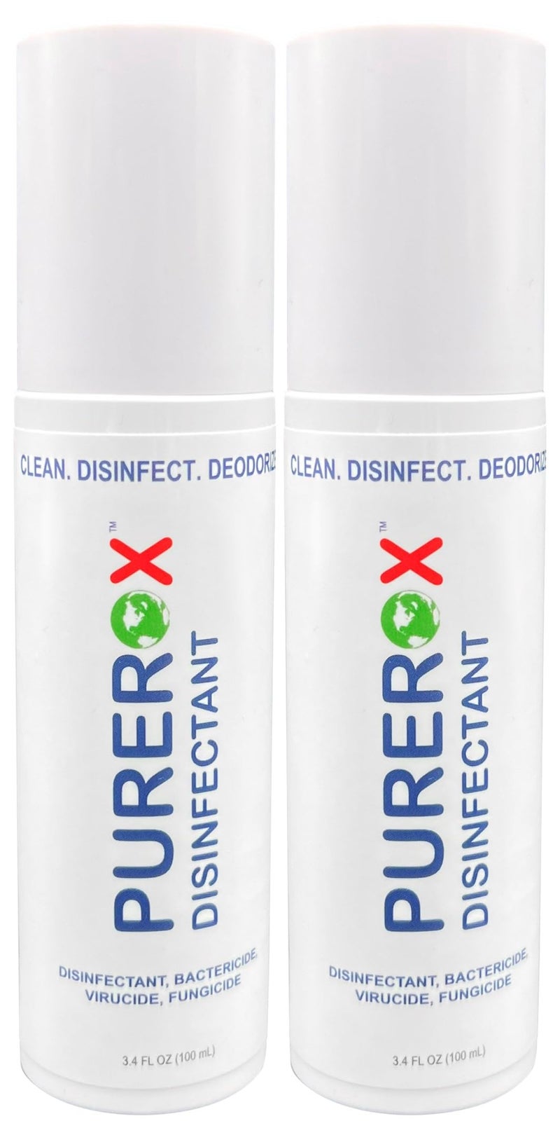 PUREROX disinfectant (3.4oz, 2pk) TSA Approved travel size. Eliminate 99.9999% viruses Norovirus, MRSA, Fungus, Bacteria. Hospital Grade. Safe for Use Anywhere. No residue. Suitable for All Surfaces. - Image 1