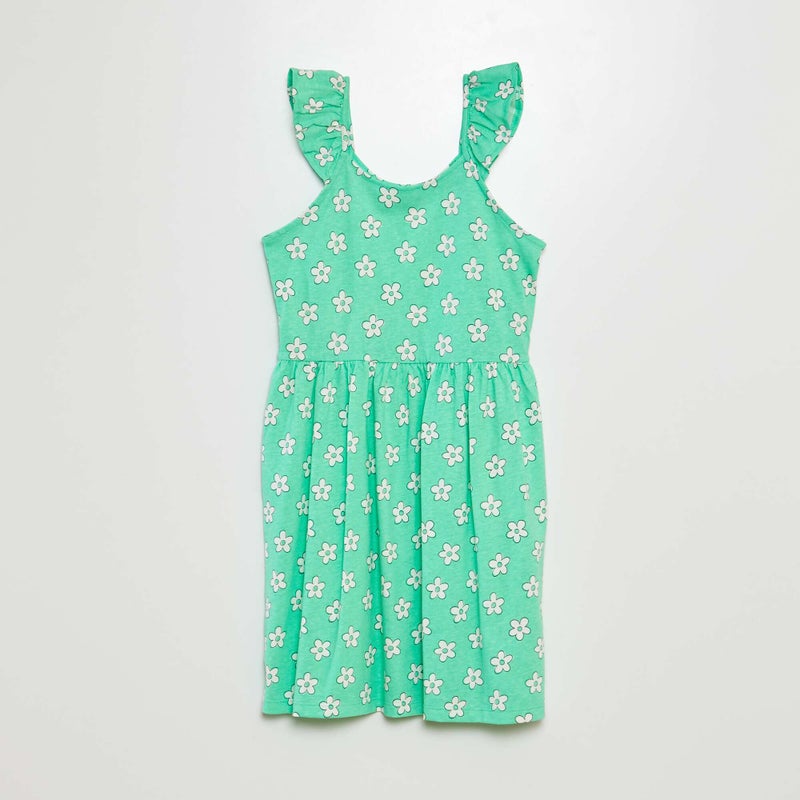 Kiabi Girls Patterned jersey dress with ruffled straps - Image 1