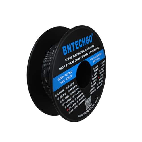BNTECHGO 24 Gauge Silicone Wire Spool 250 ft Black Flexible 24 AWG Stranded Tinned Copper Wire - Image 2
