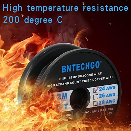 BNTECHGO 24 Gauge Silicone Wire Spool 250 ft Black Flexible 24 AWG Stranded Tinned Copper Wire - Image 5