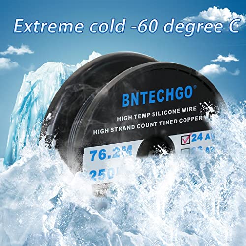 BNTECHGO 24 Gauge Silicone Wire Spool 250 ft Black Flexible 24 AWG Stranded Tinned Copper Wire - Image 4