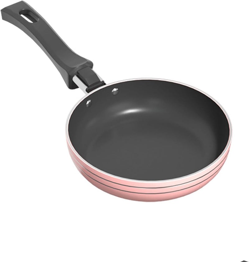 Zoofen مقلاة بيض صغيرة دائرية 4.7" غير لاصقة مع مقبض طويل (وردي) - Image 1