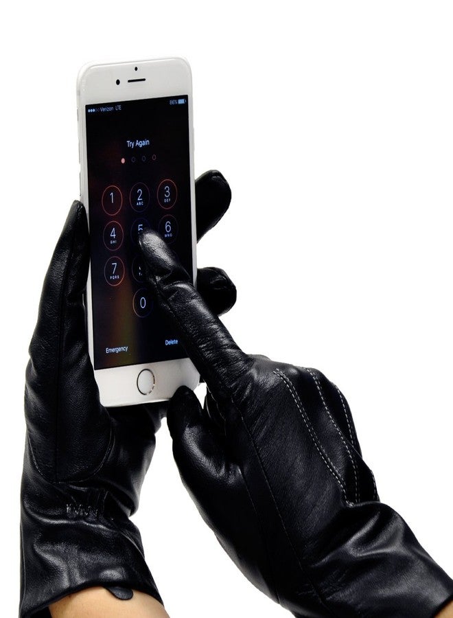 مودا قفازات مودا أمستردام النسائية الشتوية الفاخرة للقيادة، مصنوعة من الجلد، مزودة بشاشة لمس، مناسبة للكتابة على الهاتف. - Image 2