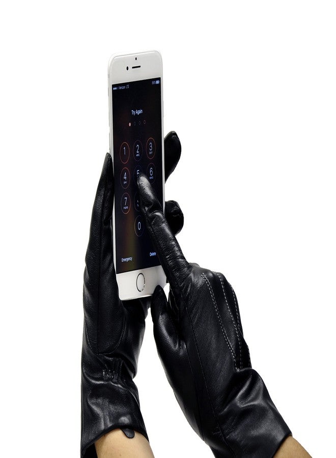 مودا قفازات مودا أمستردام النسائية الشتوية الفاخرة للقيادة، مصنوعة من الجلد، مزودة بشاشة لمس، مناسبة للكتابة على الهاتف. - Image 1