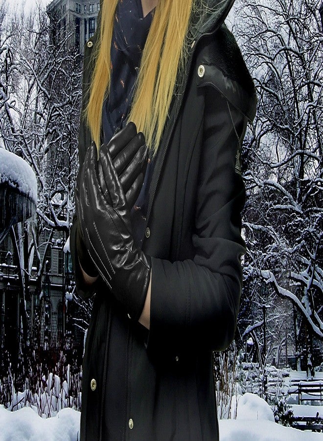 مودا قفازات مودا أمستردام النسائية الشتوية الفاخرة للقيادة، مصنوعة من الجلد، مزودة بشاشة لمس، مناسبة للكتابة على الهاتف. - Image 5