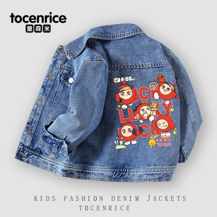 Cartoon Denim Jacket Stylish Boys And Girls Korean Version Trendy Versatile Autumn Outfit - Image 1