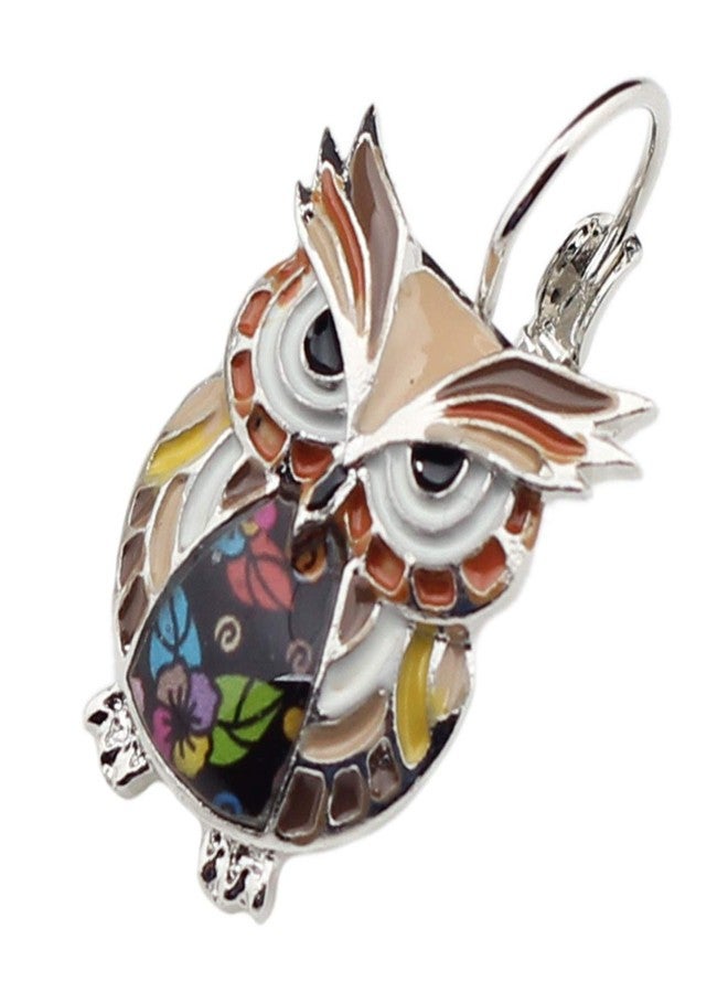 NEWEI Enamel Alloy Anime Owl Parrot Earrings Studs French Clip Dangle Fashion Bird Jewelry For Women Gifts (Brown) - Image 3