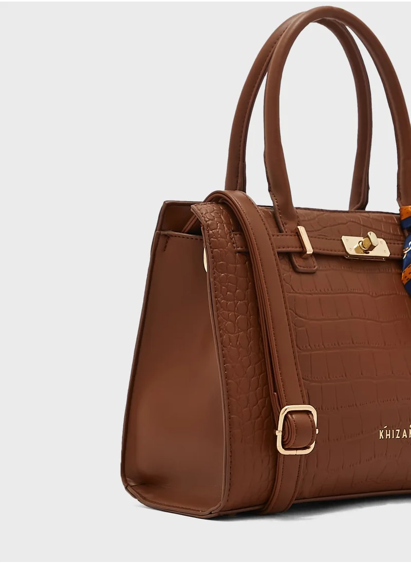 Khizana Croc Handbag With Belt Clasp