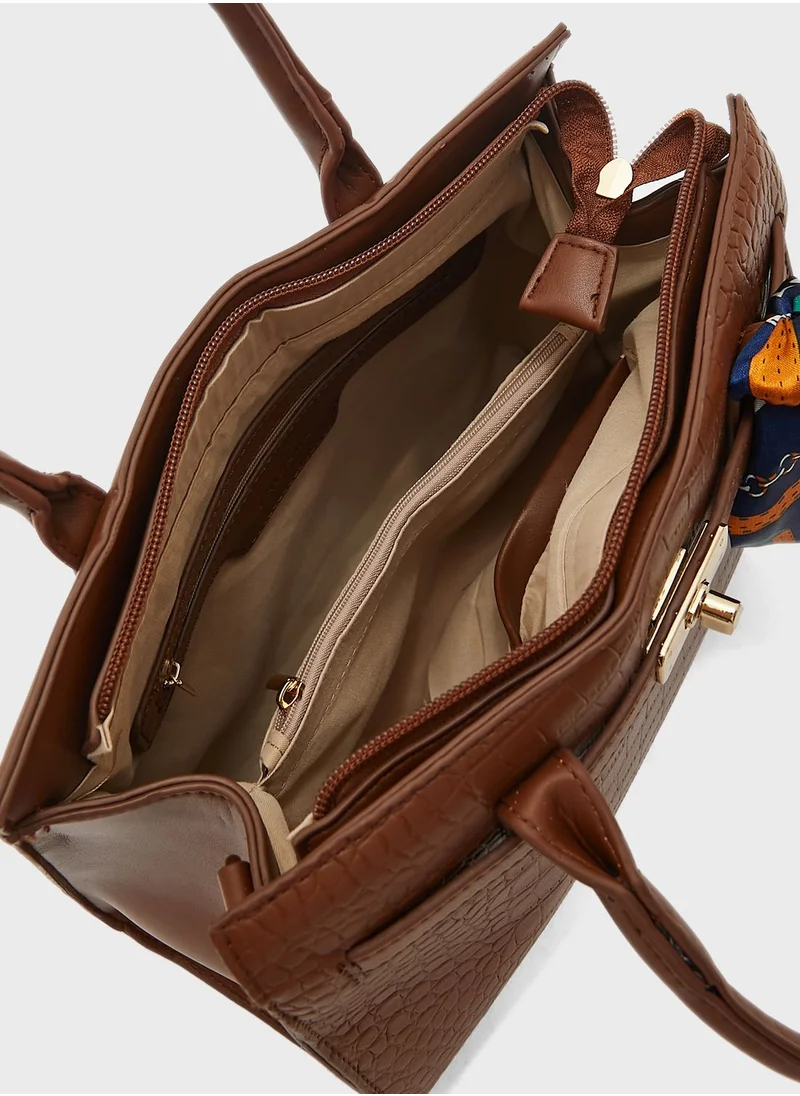 Khizana Croc Handbag With Belt Clasp