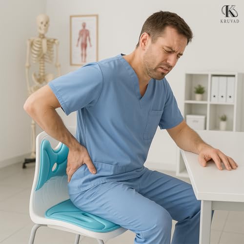 Kruvad Lower Back Support Chair Posture Corrector for Kids & Adults - Ergonomic Cushion for Floor Seats & Office – Multicolor for Kids, Adults - Orthopedic Posture Support Chair - Image 3