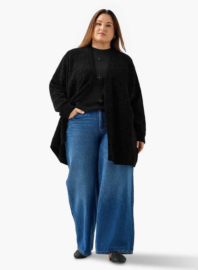  أولا بوبكن Ulla Popken Textured Knit Cardigan