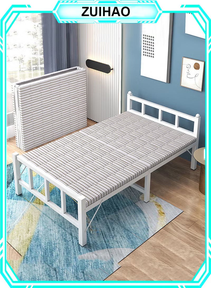 ZUIHAO Portable Folding Bed Spare Bedroom Office Outdoor No Assembly Bed 188*90*45cm grey Folding Bed with Mattress - Image 1