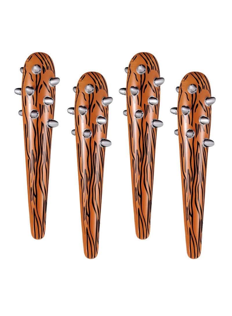 SYOSI SYOSI, 4 Pack Inflatable Caveman Clubs, Inflatable Stick for Kids Caveman Cosplay, Wood Grain Wolf Teeth Balloon Sticks, Adult Costume Dress Party Cosplay Prop - Image 1