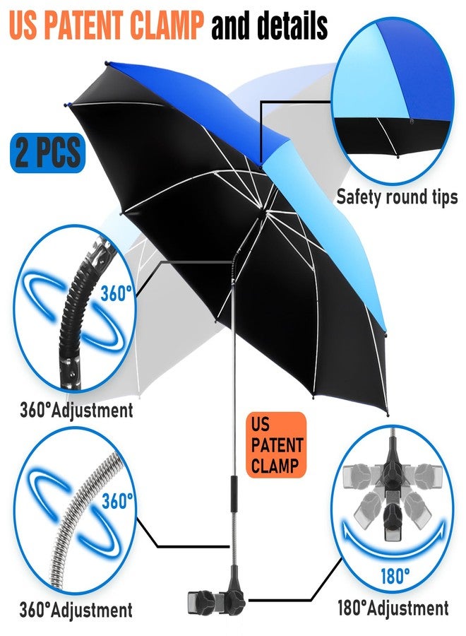 NBtoUS 2 Pack Chair Beach Umbrella with 360 Universal Clamp, UPF50+ Umbrella Outdoor Patio Sun Protection for Chairs, Beach &Patio Use (Azure Blue/Light Azure Blue, Not Include Chair) - Image 3