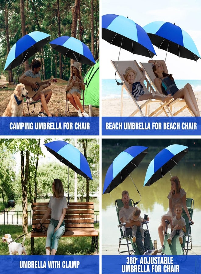 NBtoUS 2 Pack Chair Beach Umbrella with 360 Universal Clamp, UPF50+ Umbrella Outdoor Patio Sun Protection for Chairs, Beach &Patio Use (Azure Blue/Light Azure Blue, Not Include Chair) - Image 5